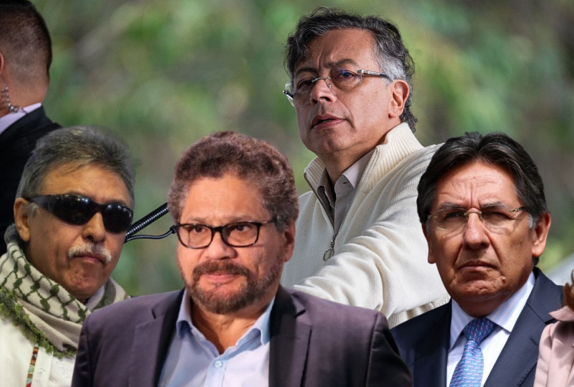 Jesús Santrich, Iván Márquez, Gustavo Petro y Néstor Humberto Martínez. Foto: (Photo by Daniel Garzon Herazo/NurPhoto via Getty Images) / (Photo by Lokman Ilhan/Anadolu Agency/Getty Images) / (Photo by Diego Cuevas/Getty Images) / (Photo by Lokman Ilhan/Anadolu Agency/Getty Images)