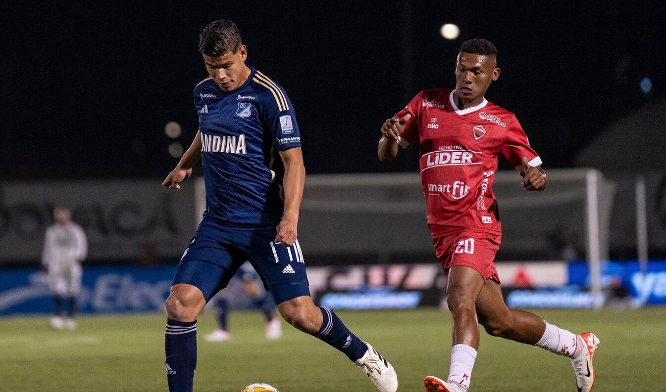 Jorge Arias en el partido ante Patriotas por la Liga colombiana / Millonarios
