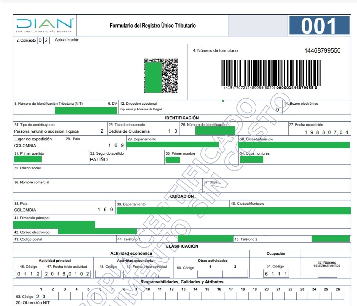 Imagen del RUT / Cortesía