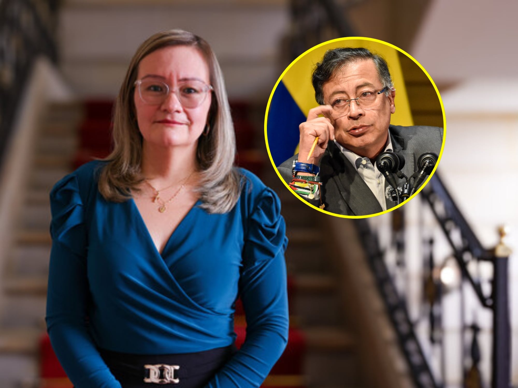 Cielo Rusinque y Gustavo Petro. Fotos: (Cortesía Joel González - Presidencia de la República) / (Colprensa - Cristian Bayona)