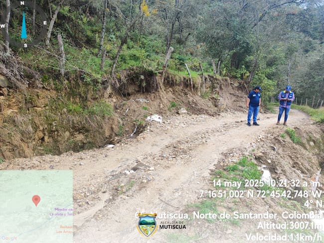 Vías afectadas por lluvias en Mutiscua, Norte de Santander / Foto: Alcaldía de Mutiscua
