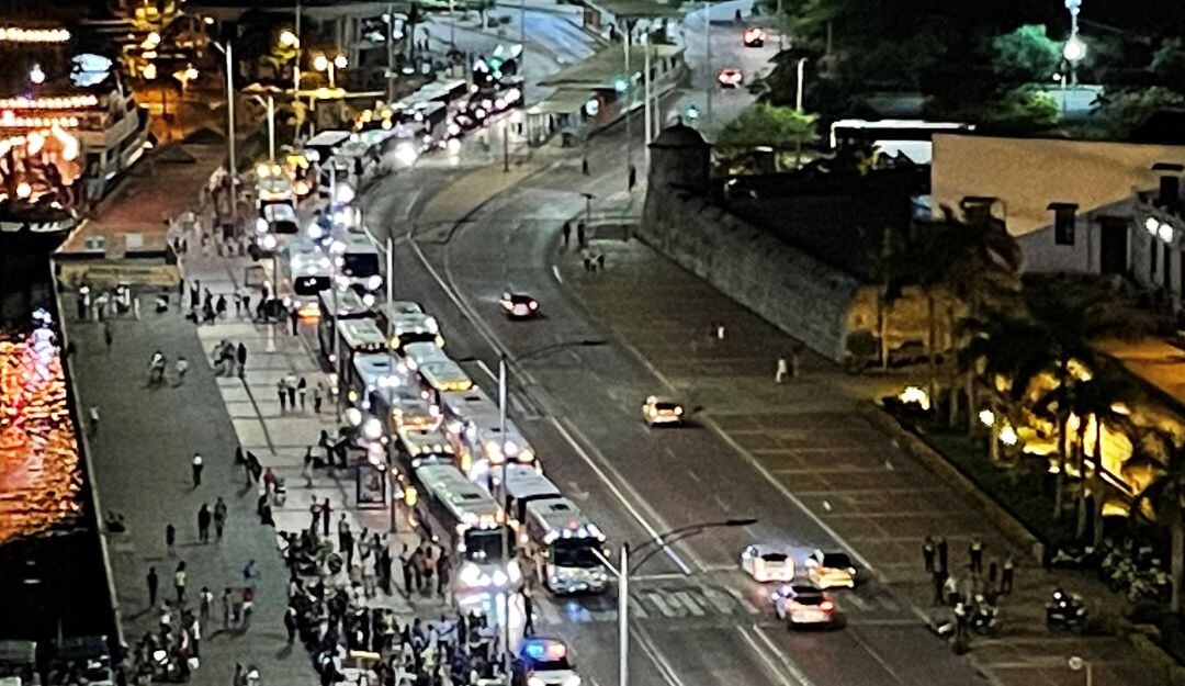 El caos vehicular generado por el bloqueo fue monumental en la zona turística y en el Centro Histórico de Cartagena
