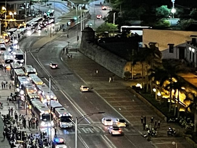 El caos vehicular generado por el bloqueo fue monumental en la zona turística y en el Centro Histórico de Cartagena