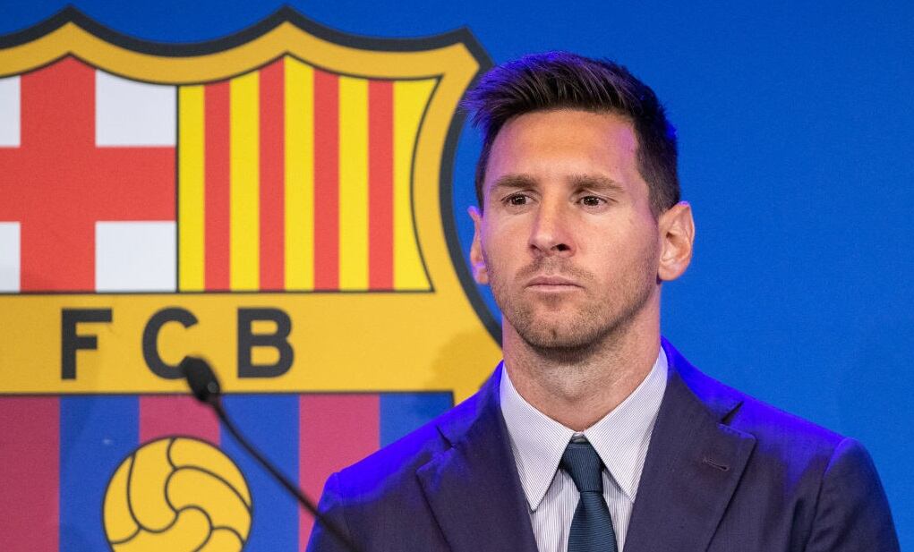 Lionel Messi durante su despedida del Barcelona en 2021 (Photo By Marc Gonzalez Aloma/Europa Press via Getty Images)