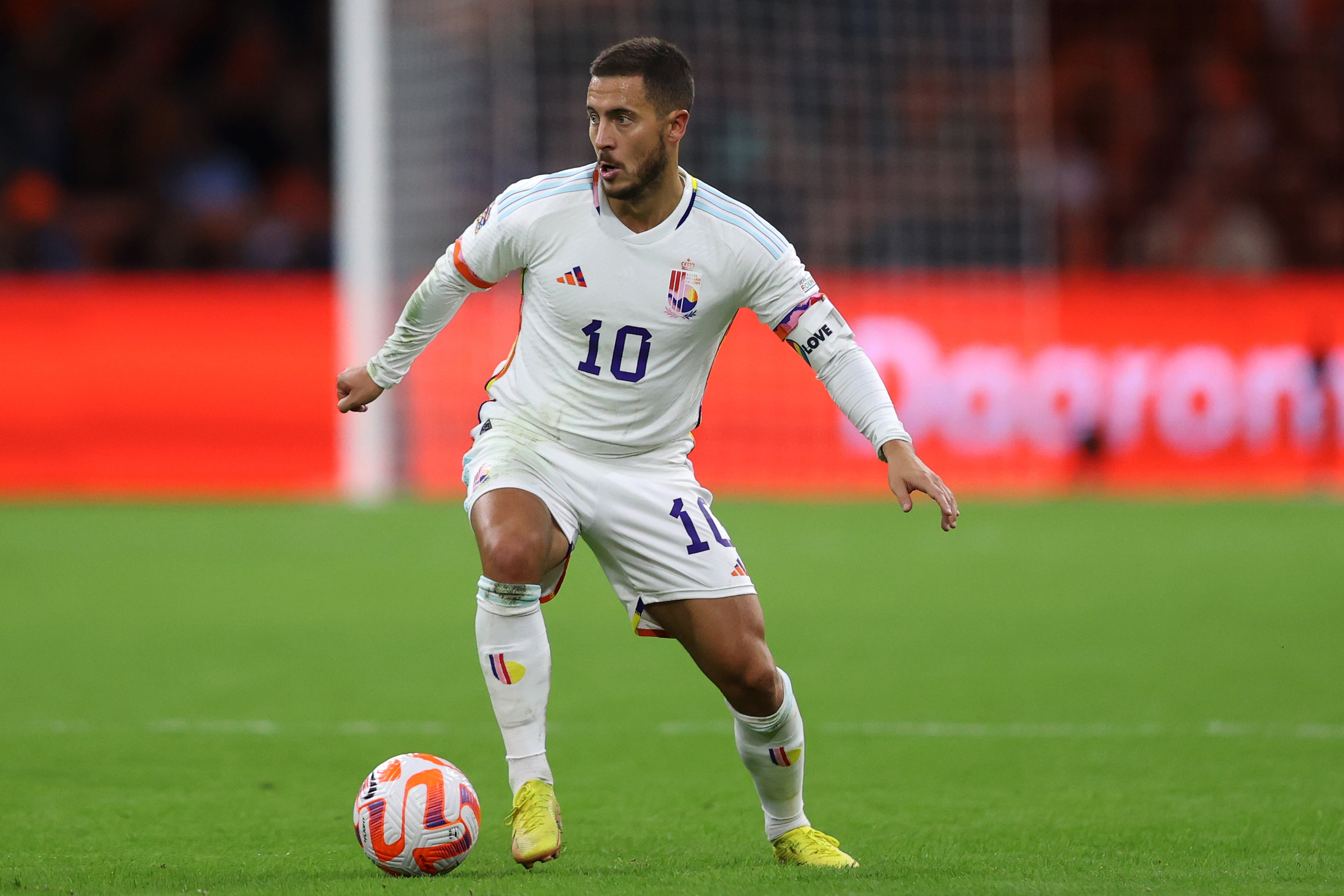 Eden Hazard se lesionó jugando para Bélgica en la Liga de Naciones.