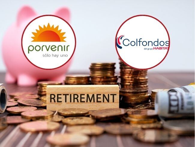 Ahorros y dinero (Getty Images) / Logo de Porvenir y Colfondos