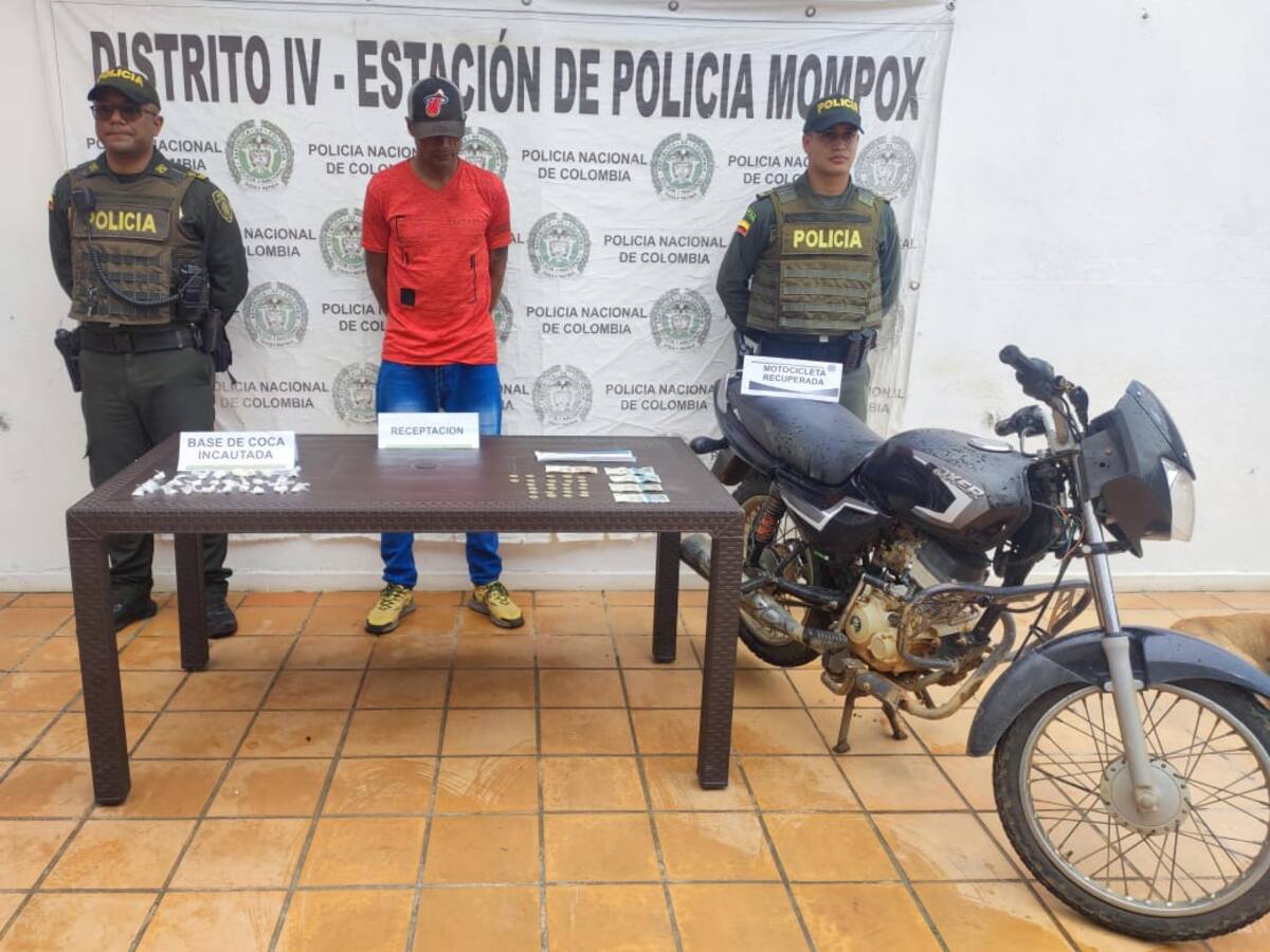 En Mompox capturaron a presunto integrante de las AGC con droga y moto robada
