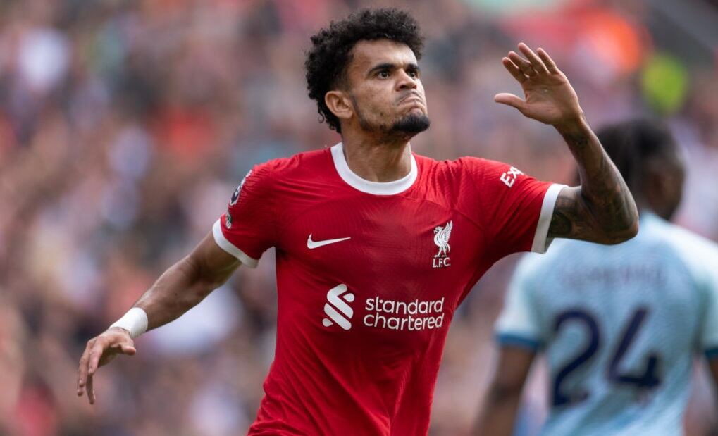 Luis Díaz festeja su gol marcado ante Bournemouth por la Premier League  (Photo by Visionhaus/Getty Images)