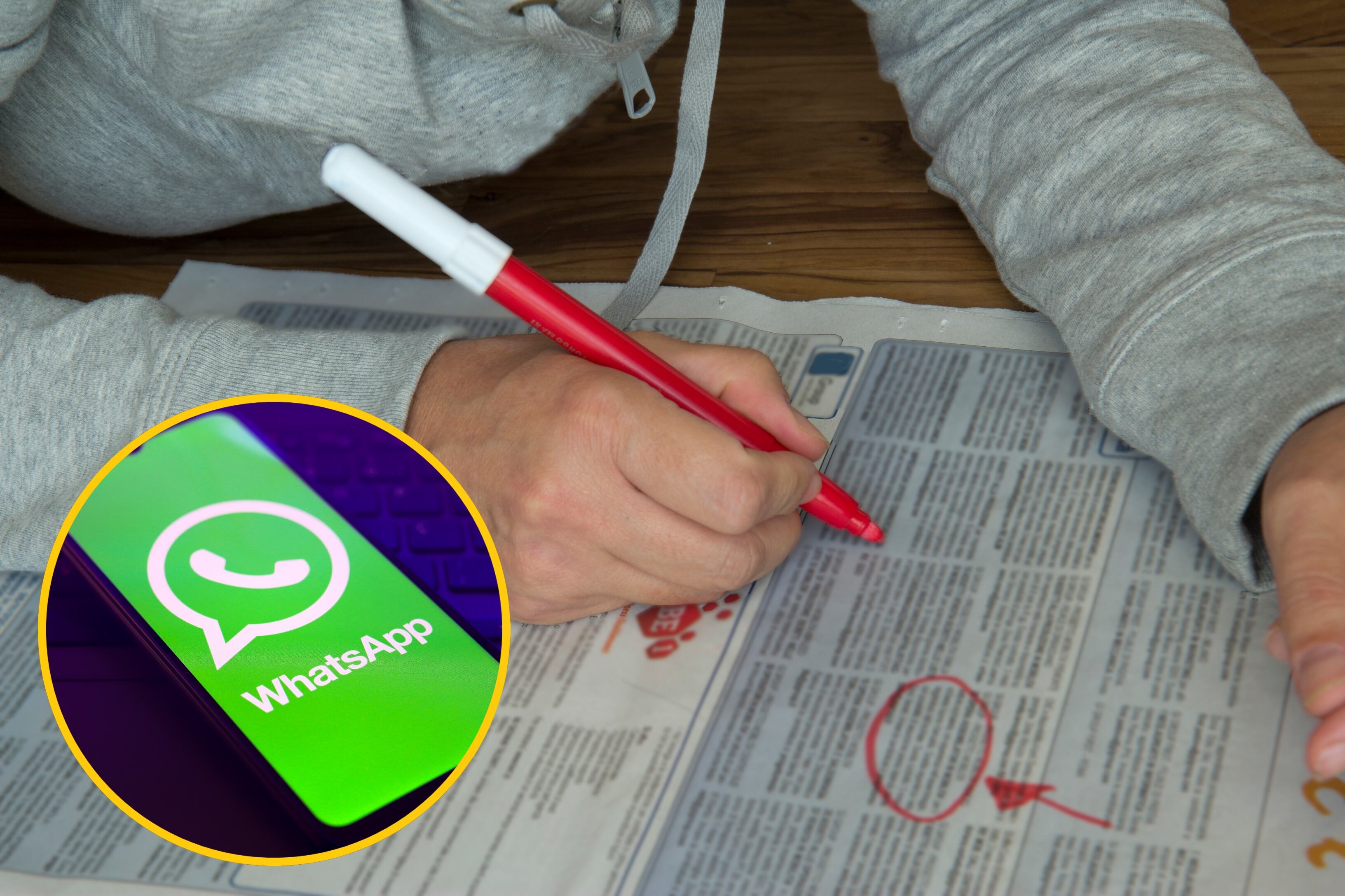 Imagen de referencia de búsqueda de empleo y WhatsApp. Foto: Silvana Magnaghi / Jaque Silva vía Getty Images