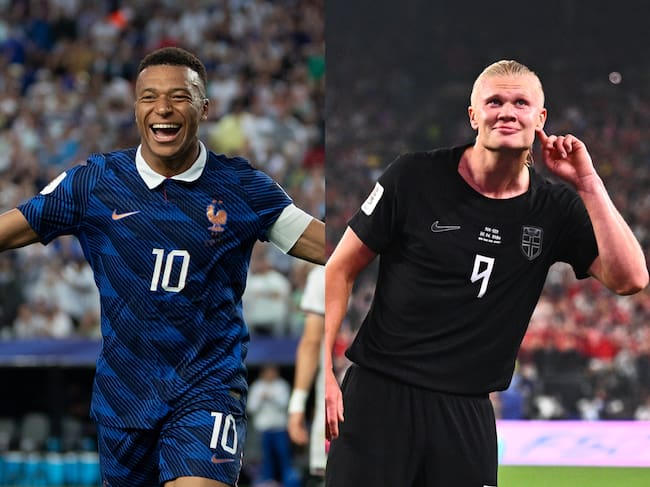Kylian Mbappé y Erling Haaland. Fotos: Getty Images.