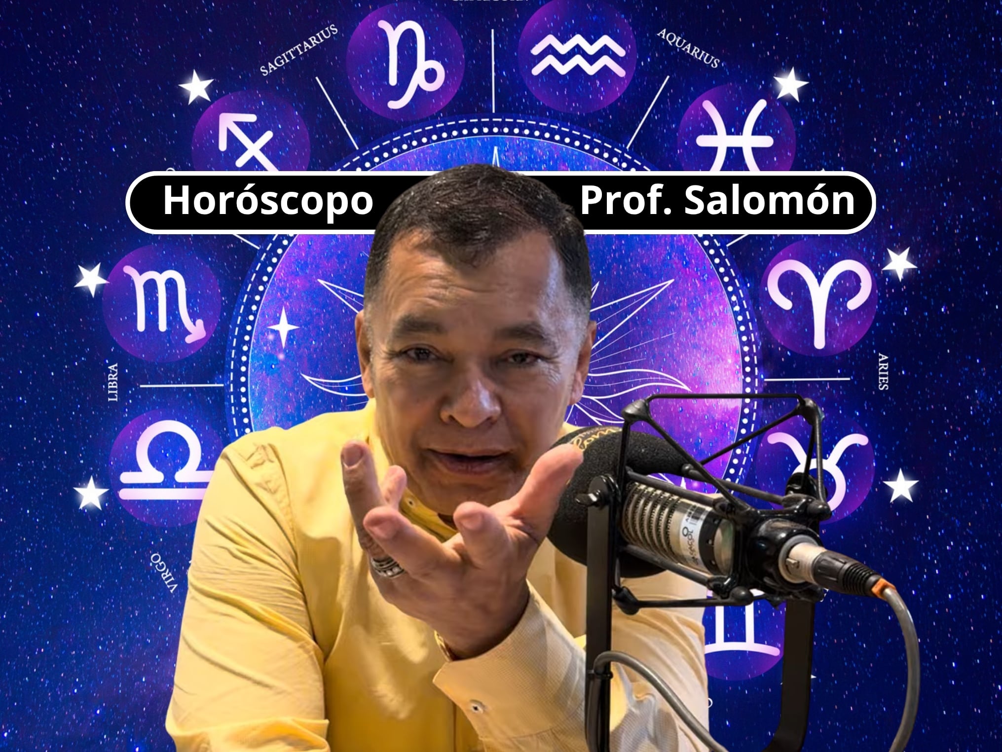 Él es el profesor Salomón, experto en la lectura del Horóscopo y el Tarot (Crédito: Profesor Salomón - Youtube) // De fondo: Imagen ilustrativa del horóscopo (crédito: Getty Images).