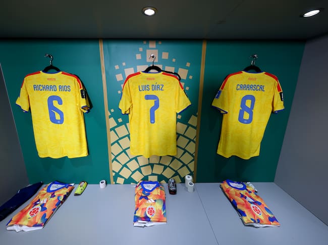Camerino de la Selección Colombia en partido del Mundial 2026. Foto: Getty Images.