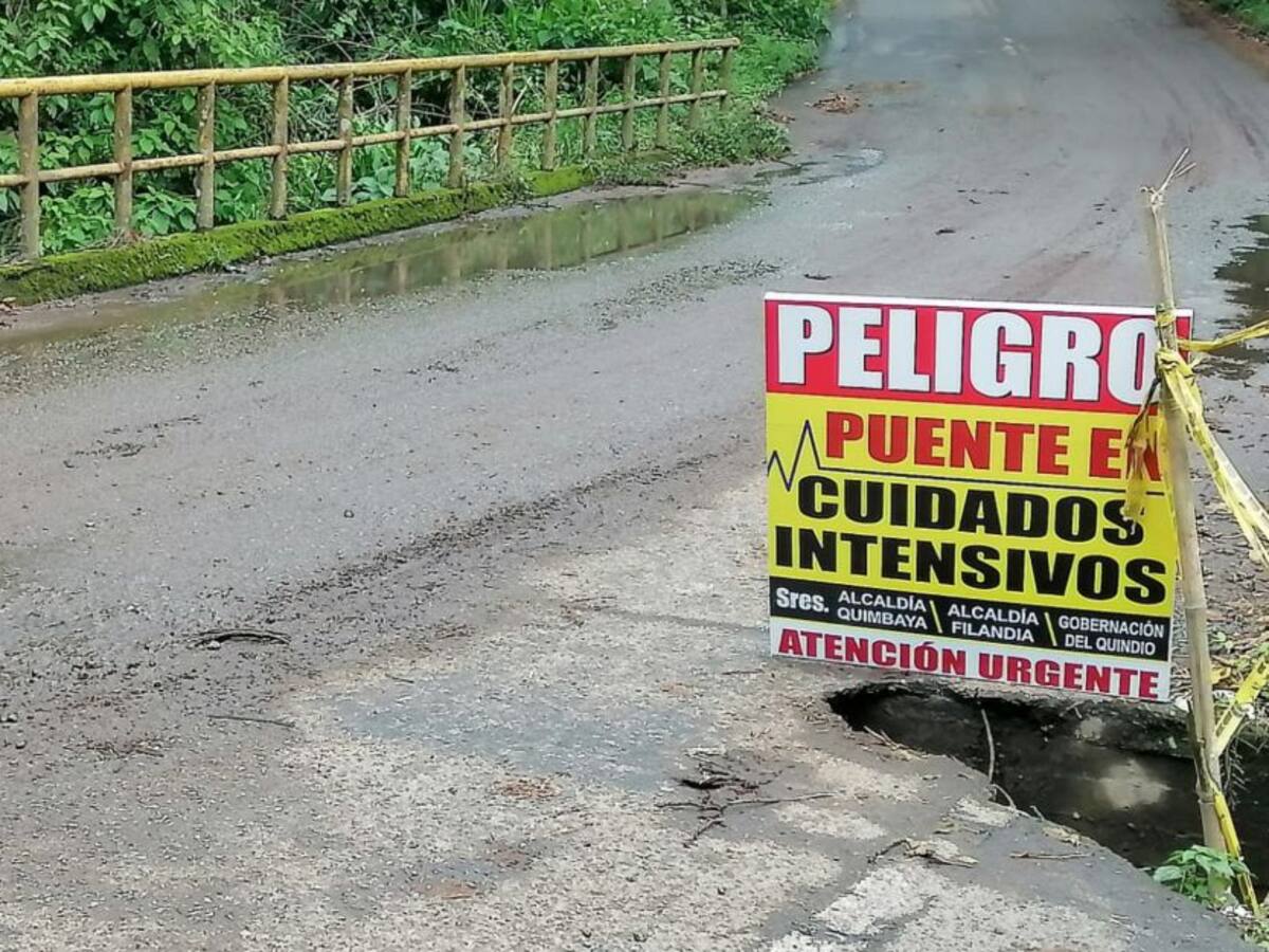 Denuncian deterioro de puente entre los municipios de Filandia y Quimbaya