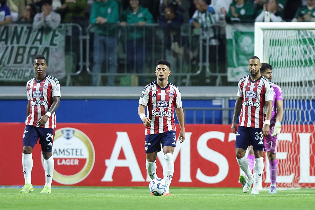 SAO PAULO, BRAZIL - MAY 28: Edwin Herrera of Junior FC react during a Copa CONMEBOL Libertadores Group F match between Palmeiras and Junior FC at Allianz Parque on May 28, 2026 in Sao Paulo, Brazil. (Photo by Alexandre Schneider/Getty Images)