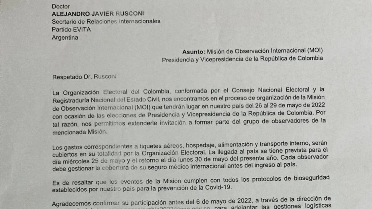 Observador argentino denuncia que no le permitieron viajar a Colombia