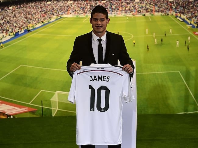 James Rodríguez el día de su presentación por el Real Madrid / Getty Images
