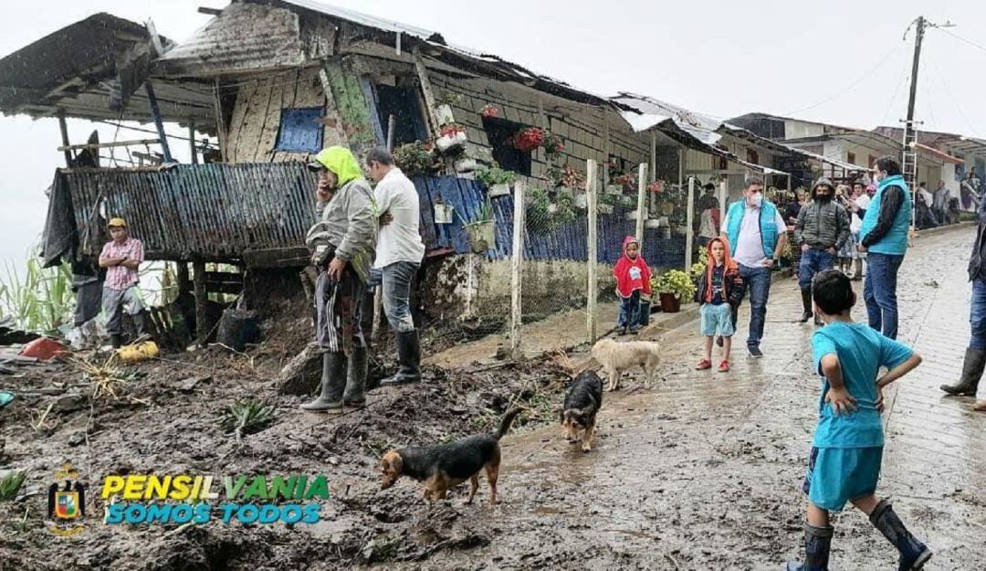 Uno de los lugares en Pensilvania, Caldas, que resultó afectado por las fuertes lluvias.