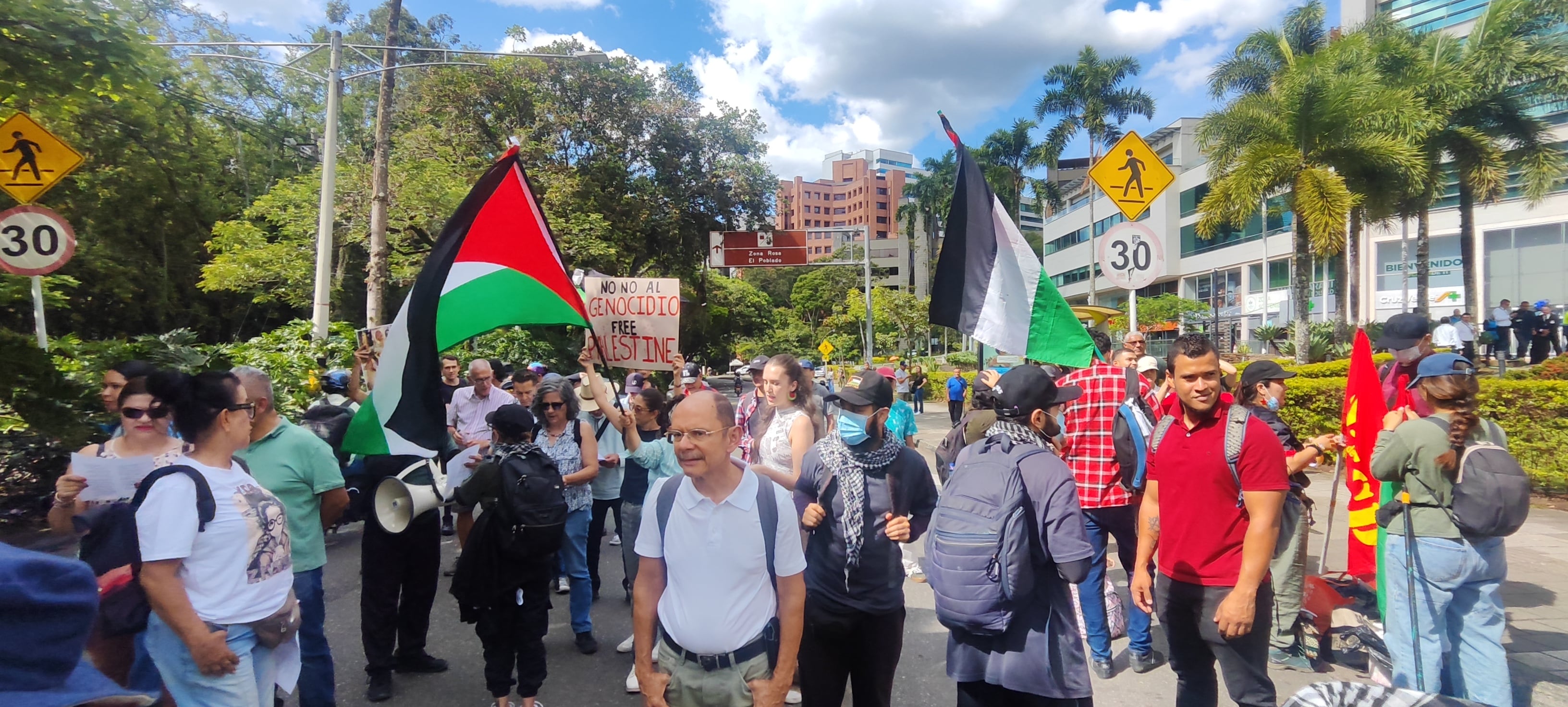 Manifestación pro-Palestina en Medellín. Foto: Caracol Radio.