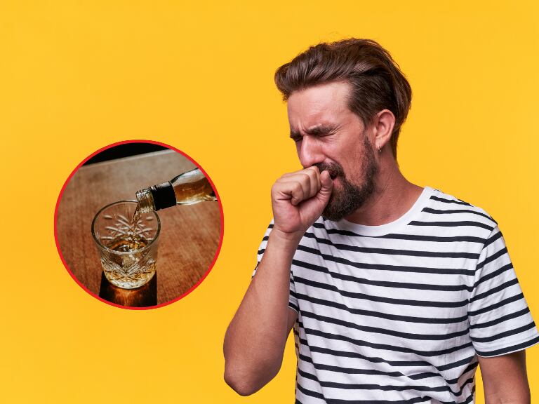 Persona con tos fuerte y dolor de pecho / whisky (Getty Images)
