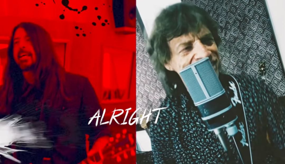 Dave Grohl, vocalista de Foo Fighters, junto a Mick Jagger, de The Rolling Stones.