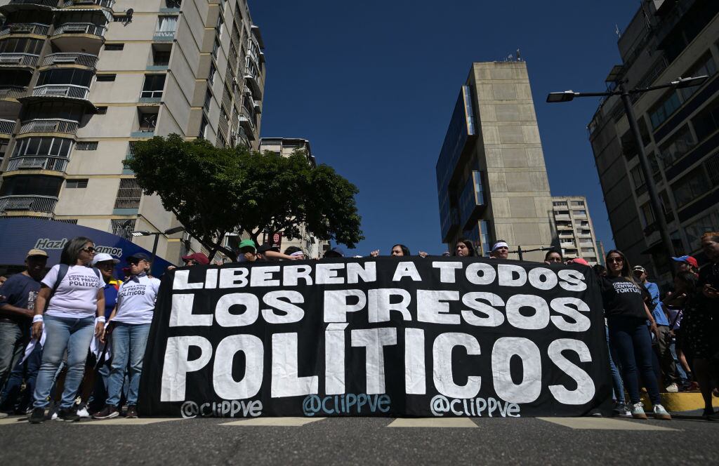 Protestas a favor de la liberación de los presos políticos en venezuela. I Foto: JUAN BARRETO/AFP via Getty Images.