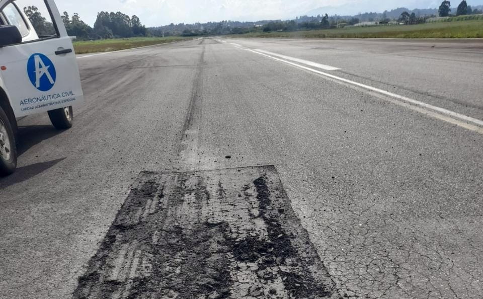En el tercer cierre preventivo que se realiza en el terminal aéreo de Popayán en menos de un mes. Crédito: Aeronáutica Civil.
