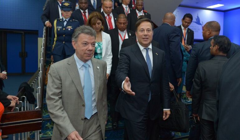 Presidentes de Colombia y Panamá, Juan Manuel Santos y Juan Carlos Varela.