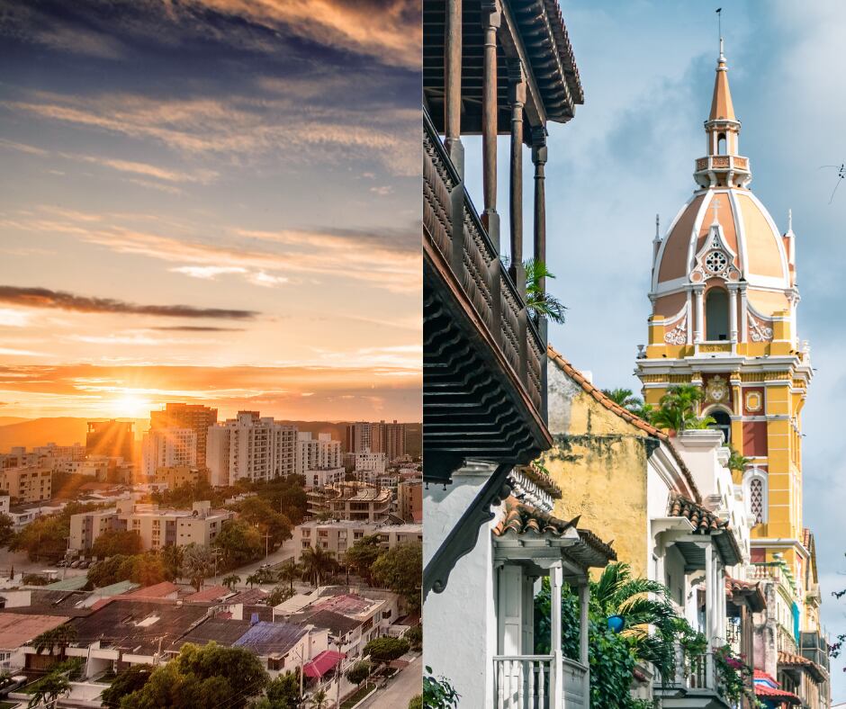 Panorámica de Barranquilla y centro histórico de Cartagena (Getty Images)