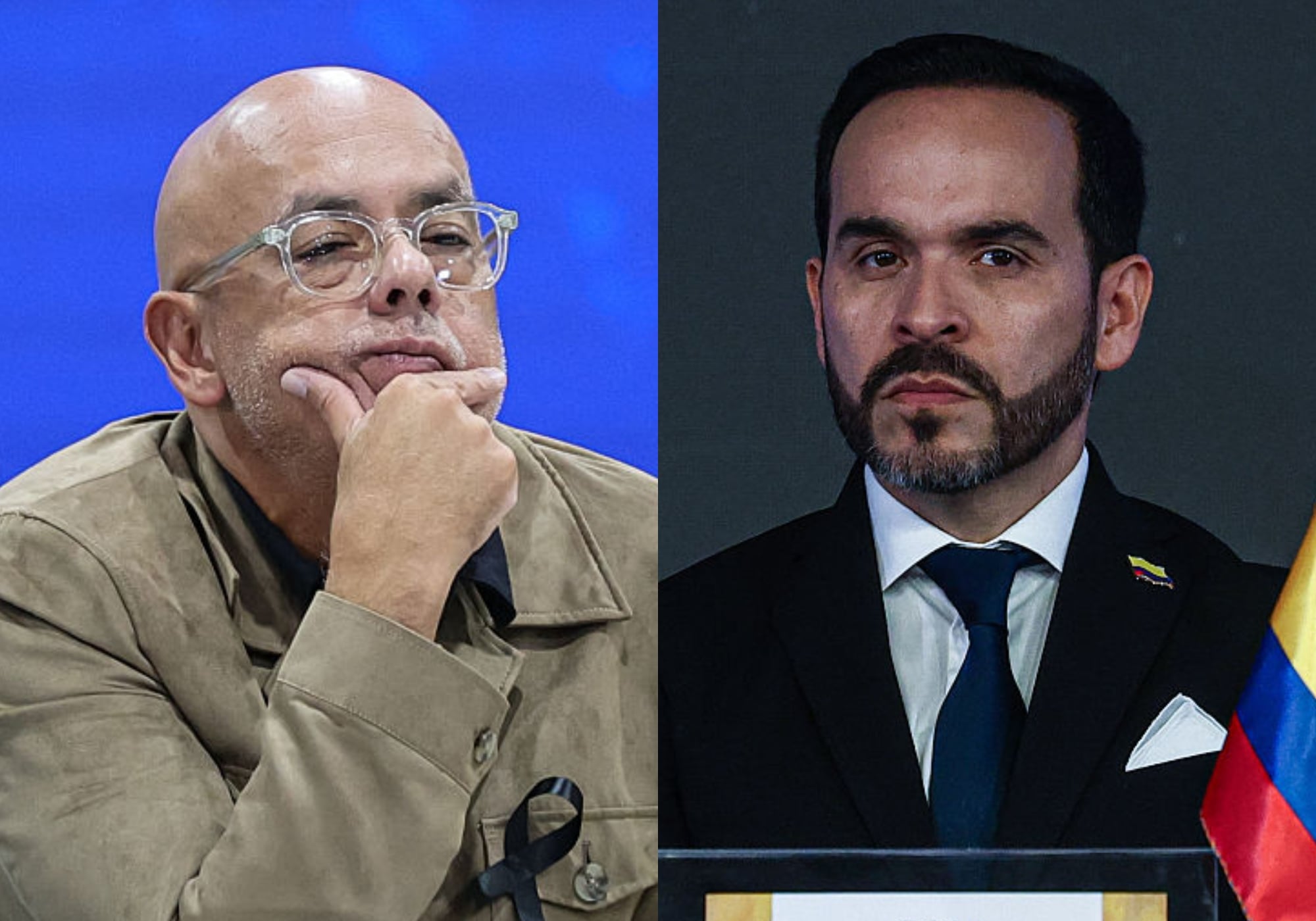 Jorge Rodríguez y Abelardo de la Espriella. Fotos: (Photo by Jesus Vargas/Getty Images) / (Photo by Lucas Aguayo Araos/Anadolu via Getty Images)