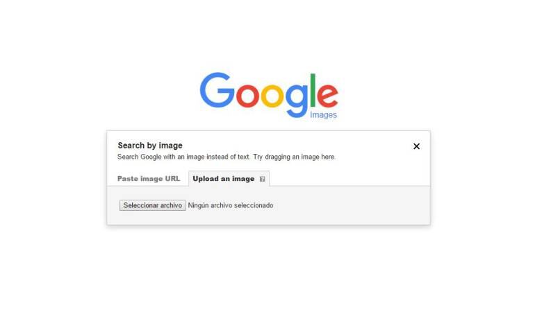 Captura de pantalla de Google Images, la herramienta que permite cargar fotografías y buscar su ubicación en la web.