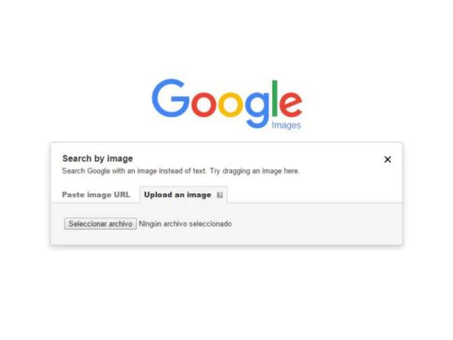 Captura de pantalla de Google Images, la herramienta que permite cargar fotografías y buscar su ubicación en la web.