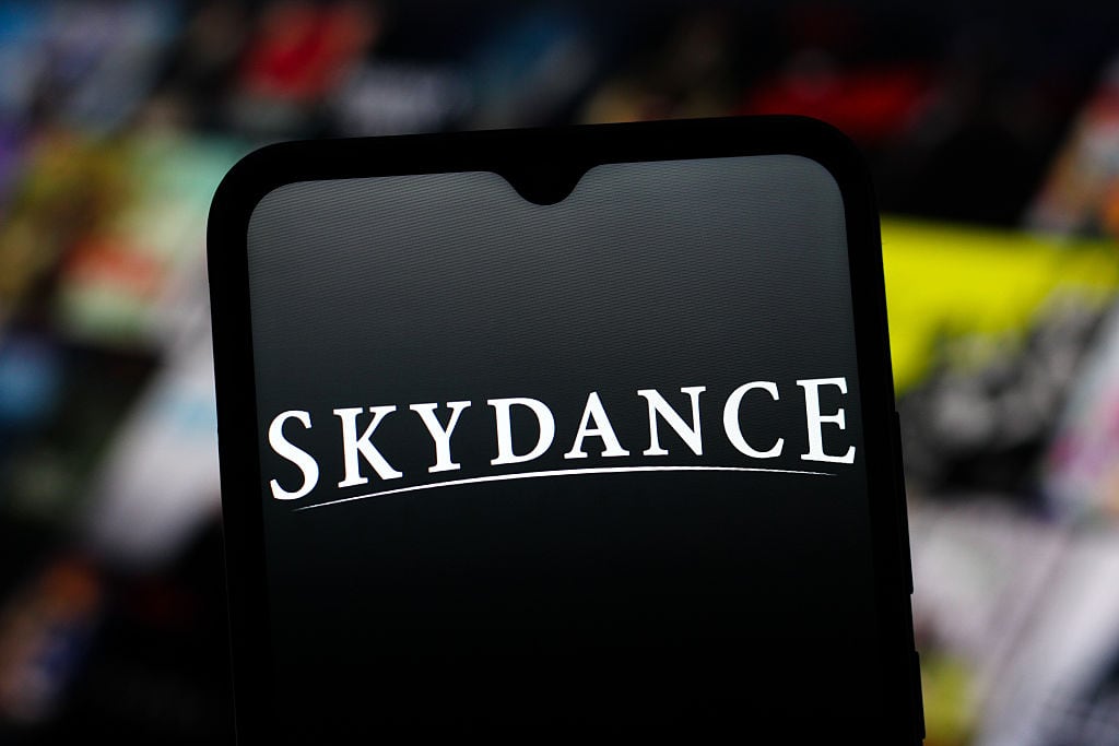 CANADA - 2025/08/09: In this photo illustration, the Skydance (Sky Dance) logo is seen displayed on a smartphone screen. (Photo Illustration by Thomas Fuller/SOPA Images/LightRocket via Getty Images)