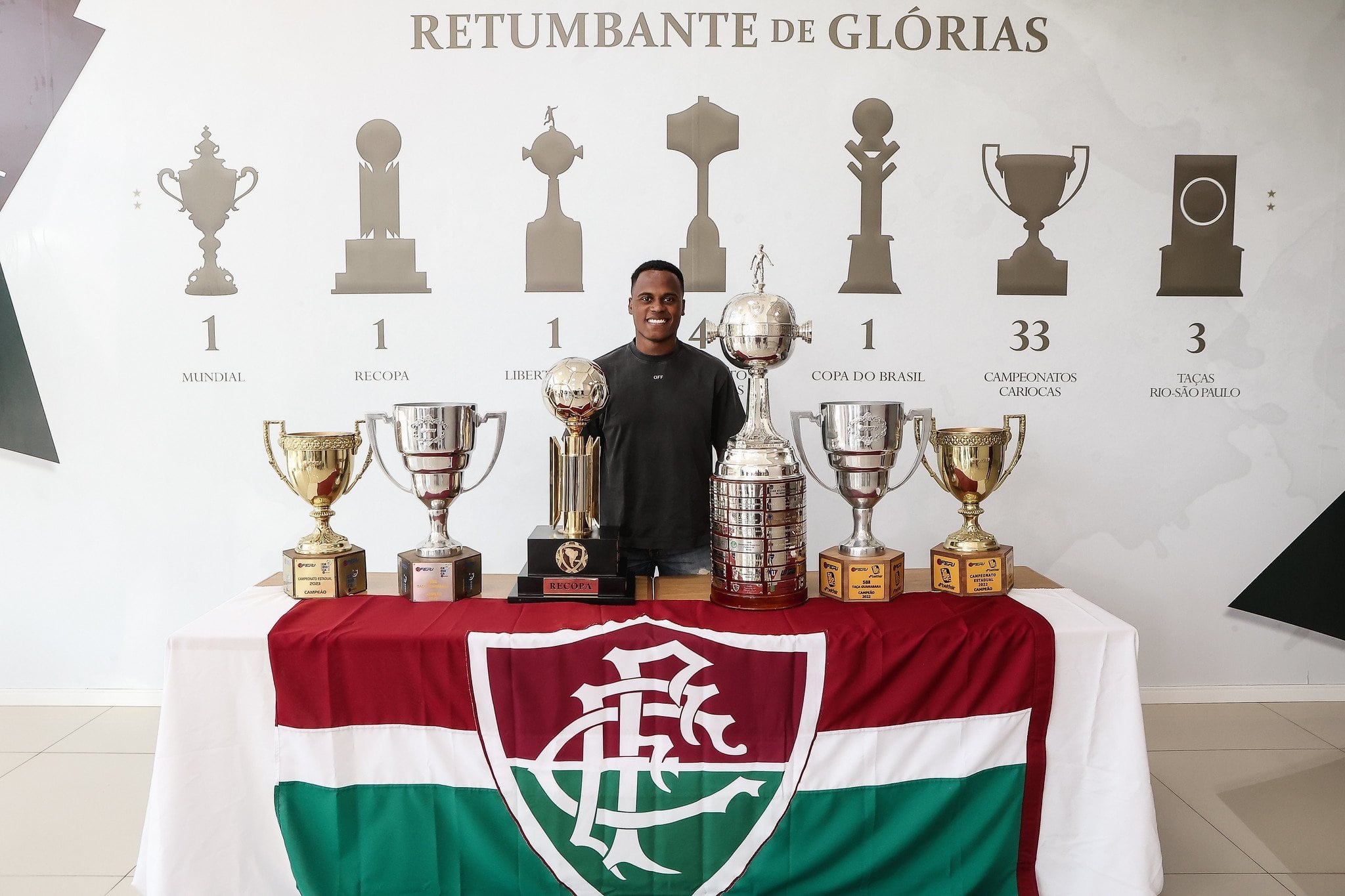 Jhon Arias se despide de Fluminense con todos los trofeos ganados en el club / Twitter: @FluminenseFC.