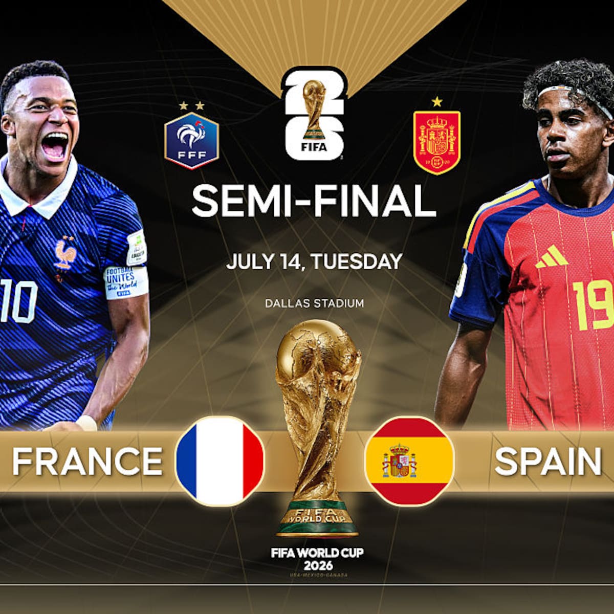 ¿A qué hora juega España HOY 14 de julio contra Francia en semis del Mundial 2026? Cómo ver EN VIVO