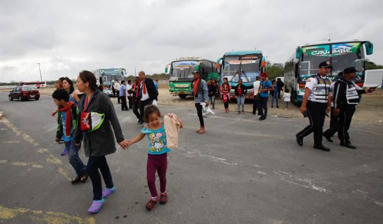 Venezolanos en la frontera de Ecuador