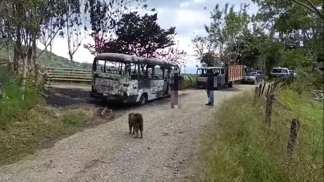 Disidencias Farc quemaron bus y camión en Tuluá. En otro caso, atacan local comercial con explosivos