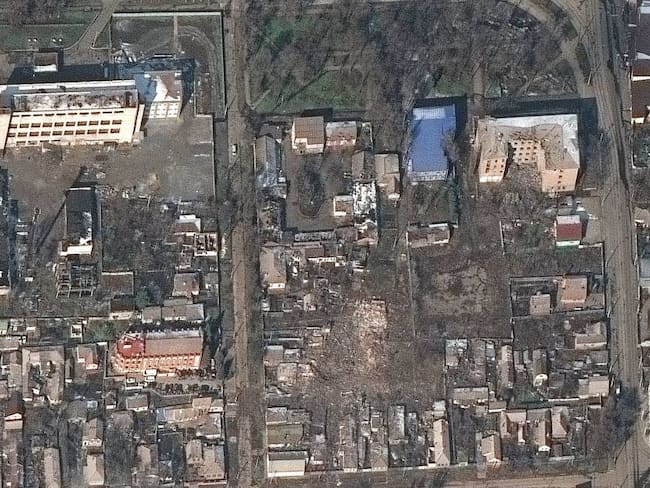 Imágenes satelitales de la ciudad de Mariúpol tras la invasión rusa.                    Foto: Getty 
