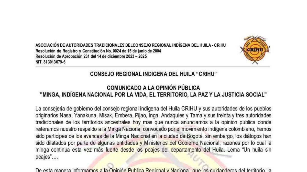 El Consejo Regional del Huila, retoma acciones ante incumplimientos del gobierno