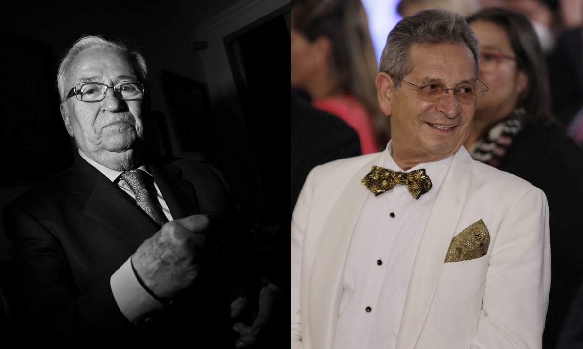 Belisario Betancur Cuartas, expresidente de la República de Colombia, y el cantante colombiano Darío Gómez. Fotos: Colprensa - Camila Díaz.