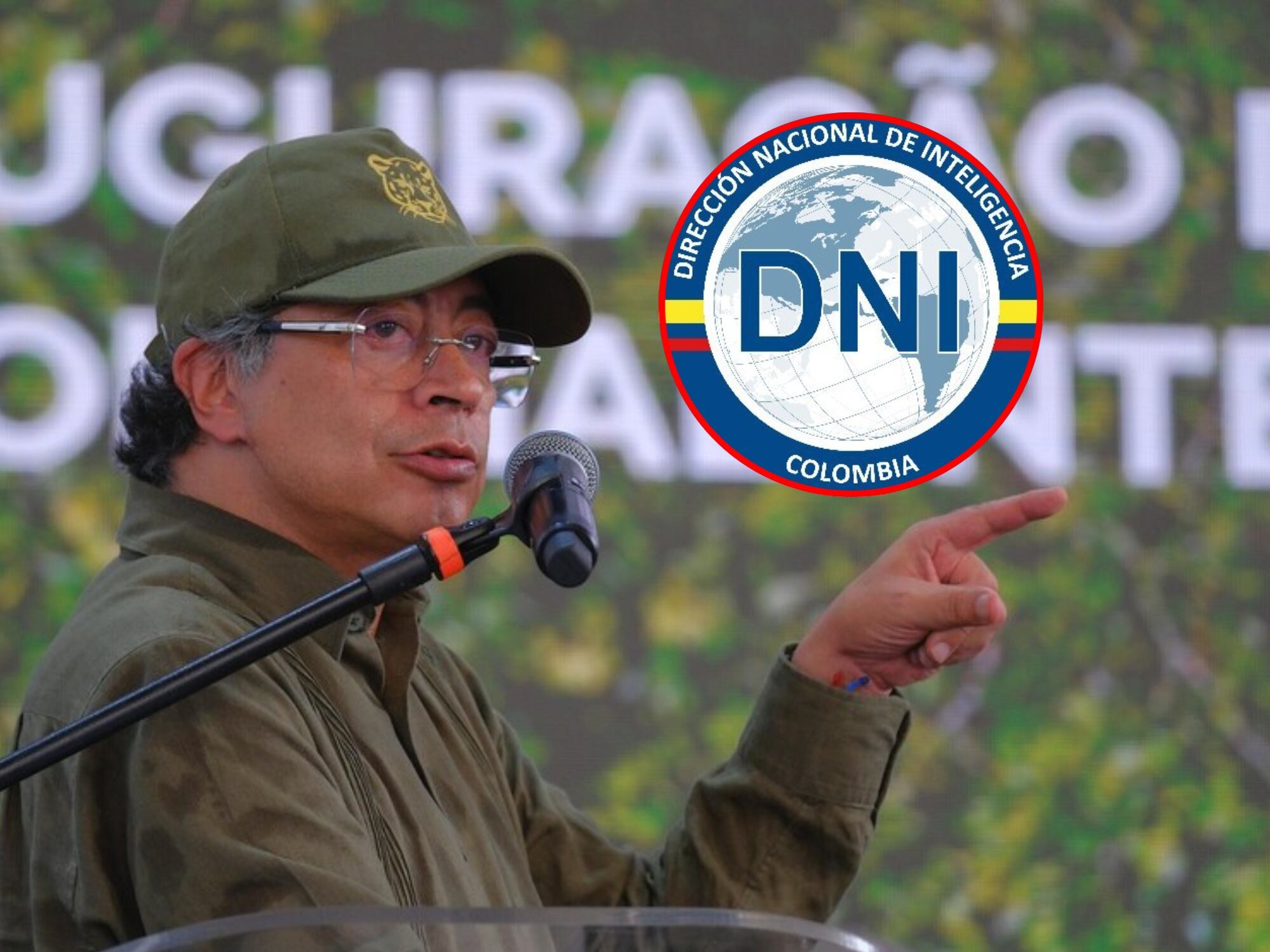 Gustavo Petro y logo de la DNI. Fotos: Cortesía: Presidencia) / DNI