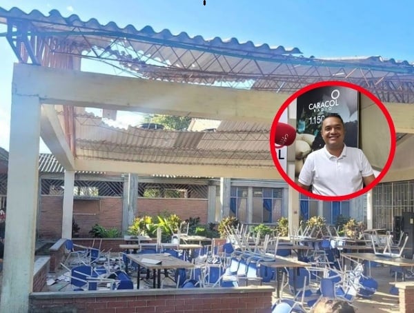 Así quedó el colegio Los Fundadores de Montenegro; Gustavo Pava, alcalde. Foto: Cortesía Facebook Mario Alberto Pérez/ Caracol Radio