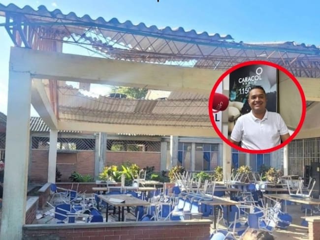 Así quedó el colegio Los Fundadores de Montenegro; Gustavo Pava, alcalde. Foto: Cortesía Facebook Mario Alberto Pérez/ Caracol Radio