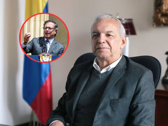 Ministro de Hacienda, Ricardo Bonilla y de fonfo el presidente Gustavo Petro (Fotos vía Getty Images y Cortesía Ministerio)