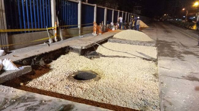Aguas de Cartagena concluyó la reparación de un daño detectado en la infraestructura del sistema de alcantarillado