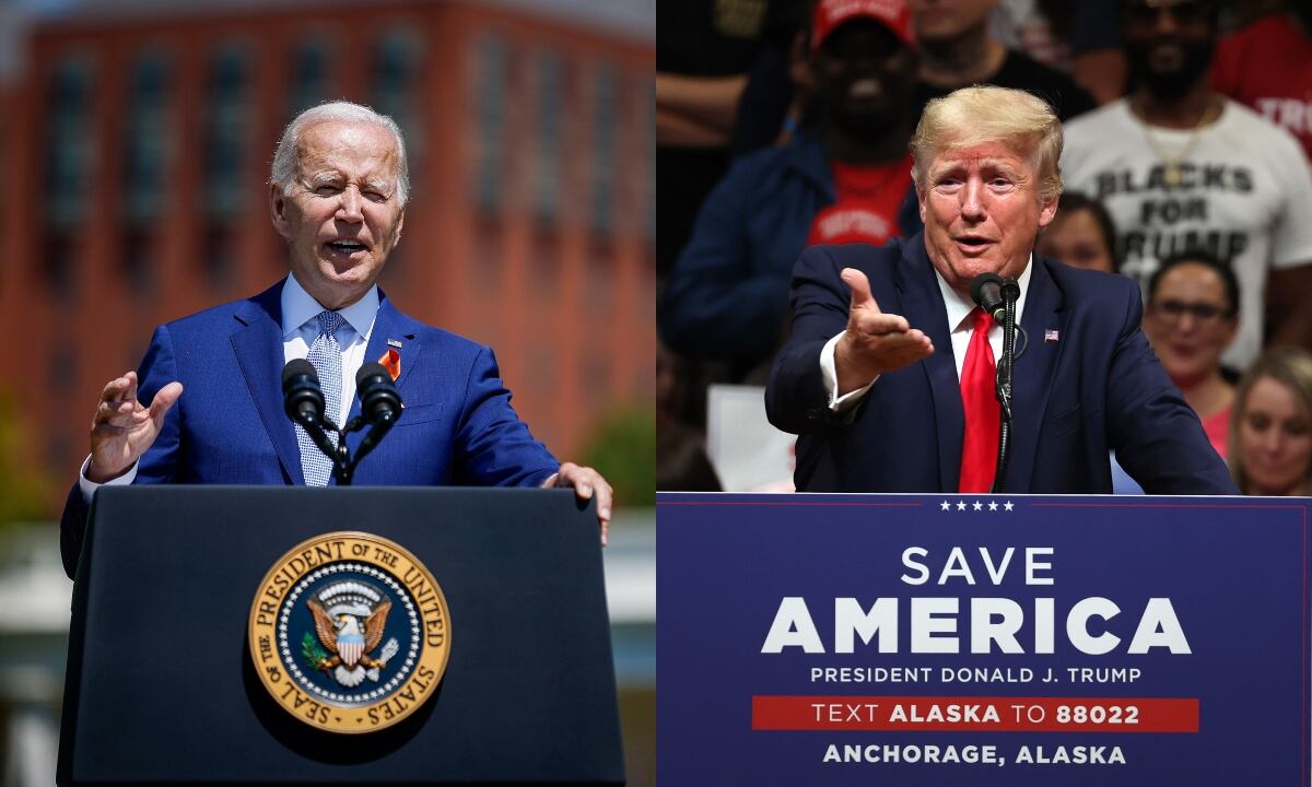 El presidente de Estados Unidos, Joe Biden, junto al expresidente de Estados Unidos, Donald Trump. Fotos: Justin Sullivan / Chip Somodevilla / Getty Images.
