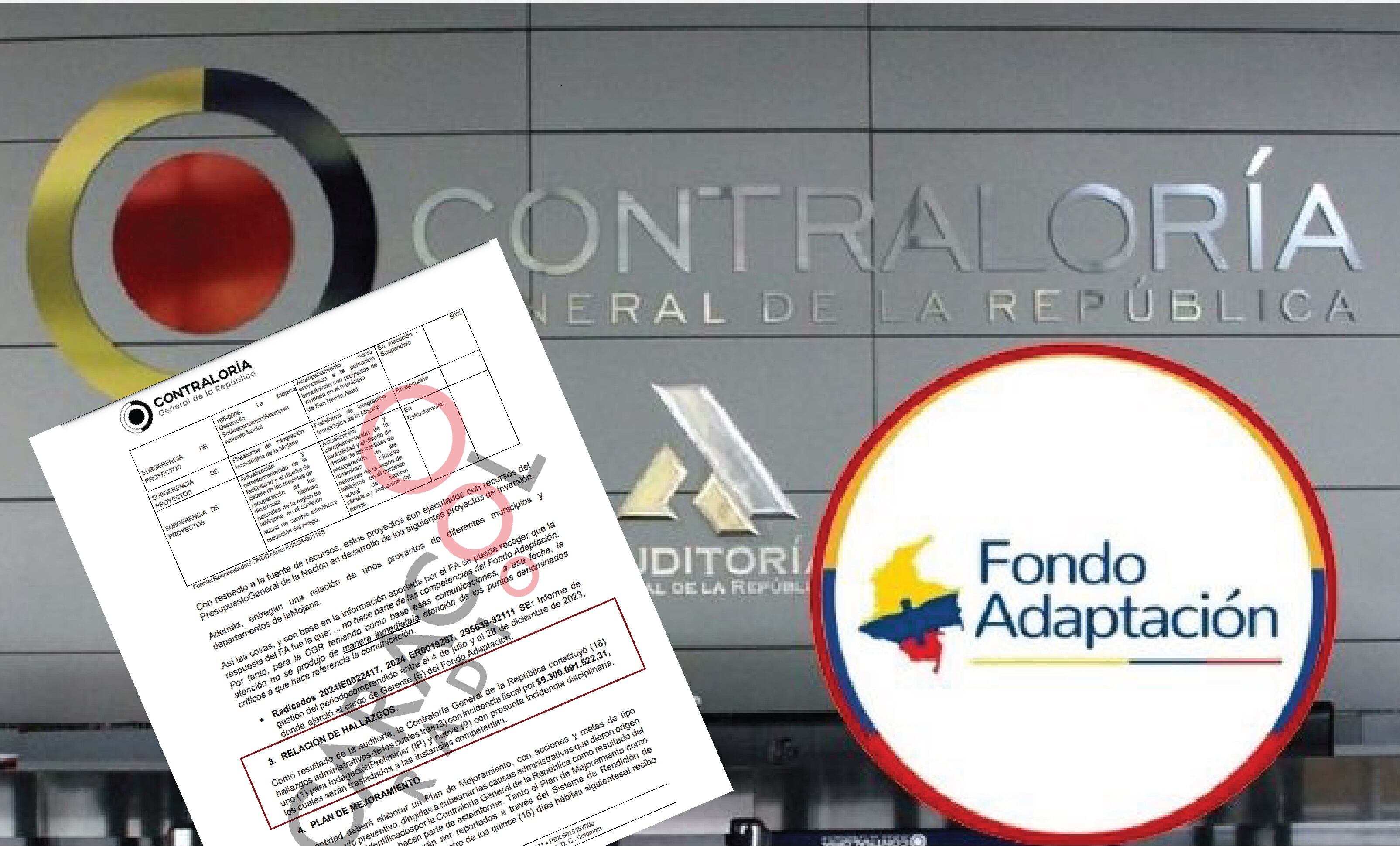 Hallazgos fiscales por más de $9 mil millones en el Fondo de Adaptación: Contraloría