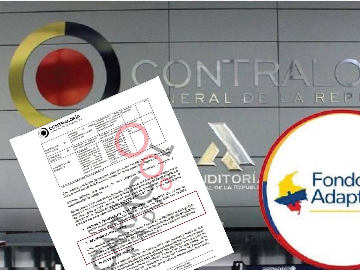 Hallazgos fiscales por más de $9 mil millones en el Fondo de Adaptación: Contraloría