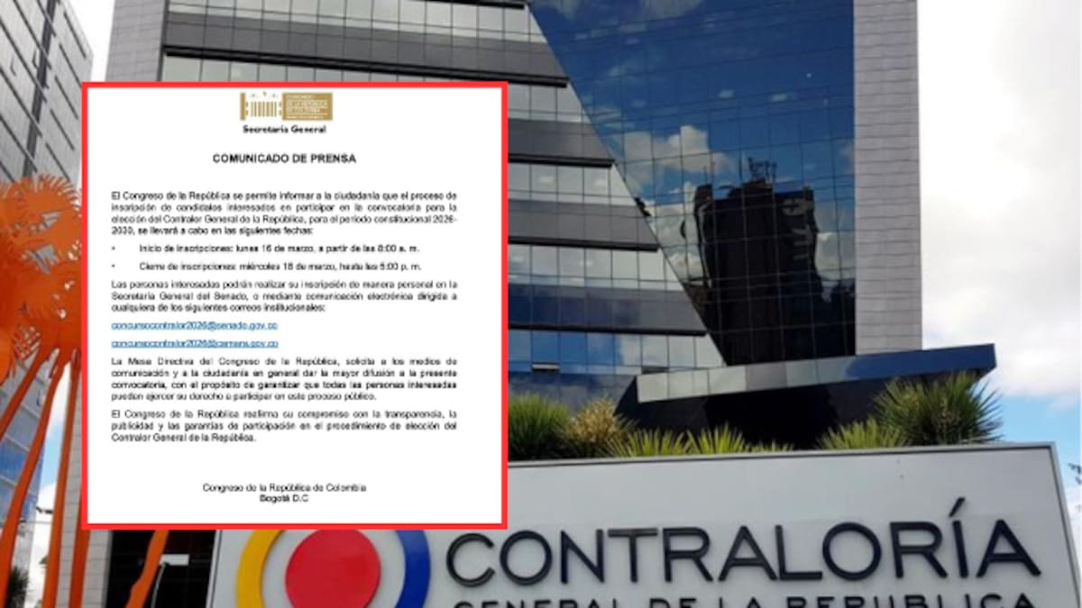 Abren inscripciones para aspirantes a contralor general de la República para el periodo 2026-2030