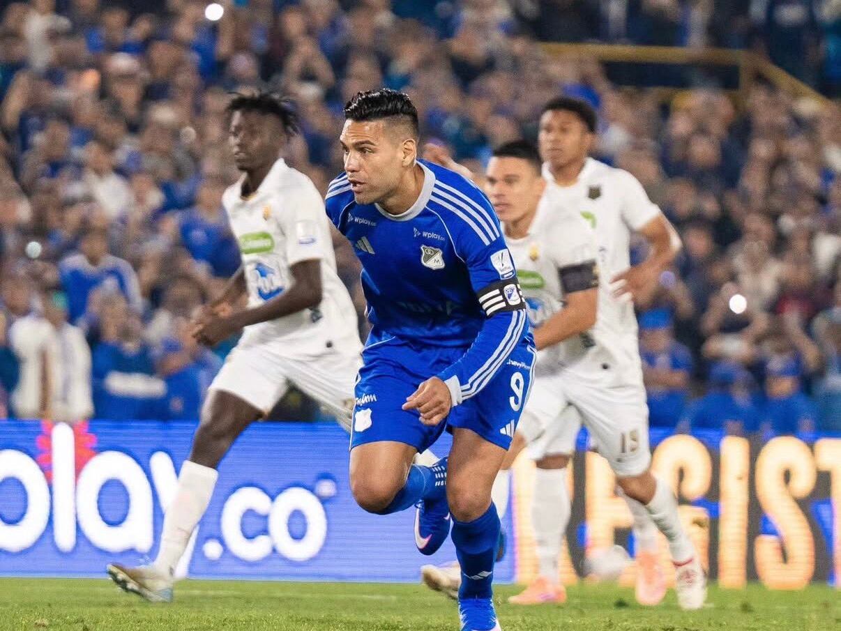 Falcao celebra su primer gol con Millonarios en lo corrido del 2026 / Twitter: @MillosFCOficial.