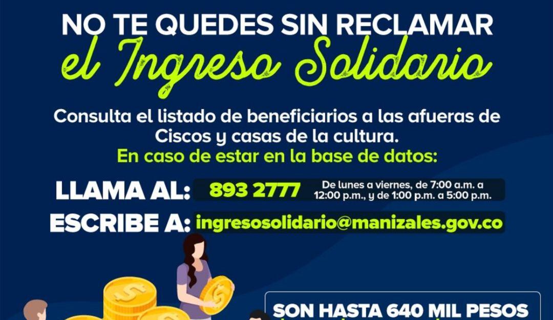 Información para reclamar el subsidio de Ingreso Solidario